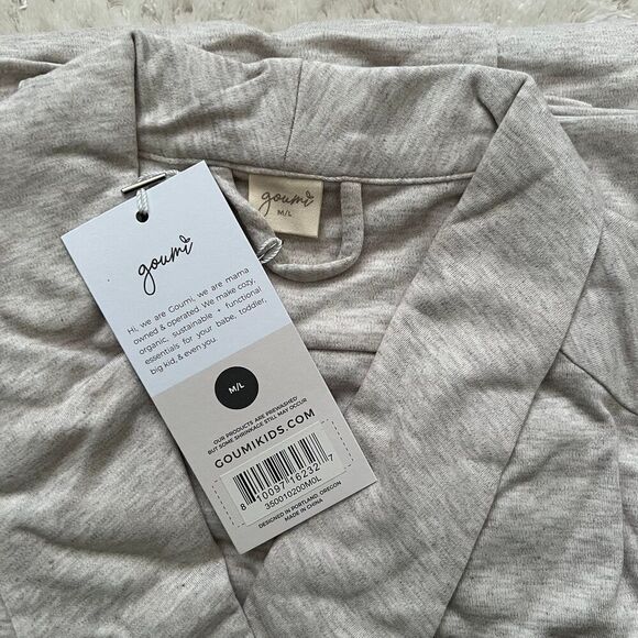 NWT Goumi Kids Mom Robe Storm Gray M/L Bamboo Organic Cotton Pockets Maternity - Picture 3 of 3